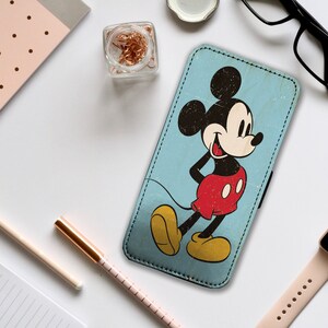 Custodia per telefono con portafoglio e inserti per carte, custodia per telefono Disney personalizzata, Topolino Disney - Aggiungi il tuo nome
