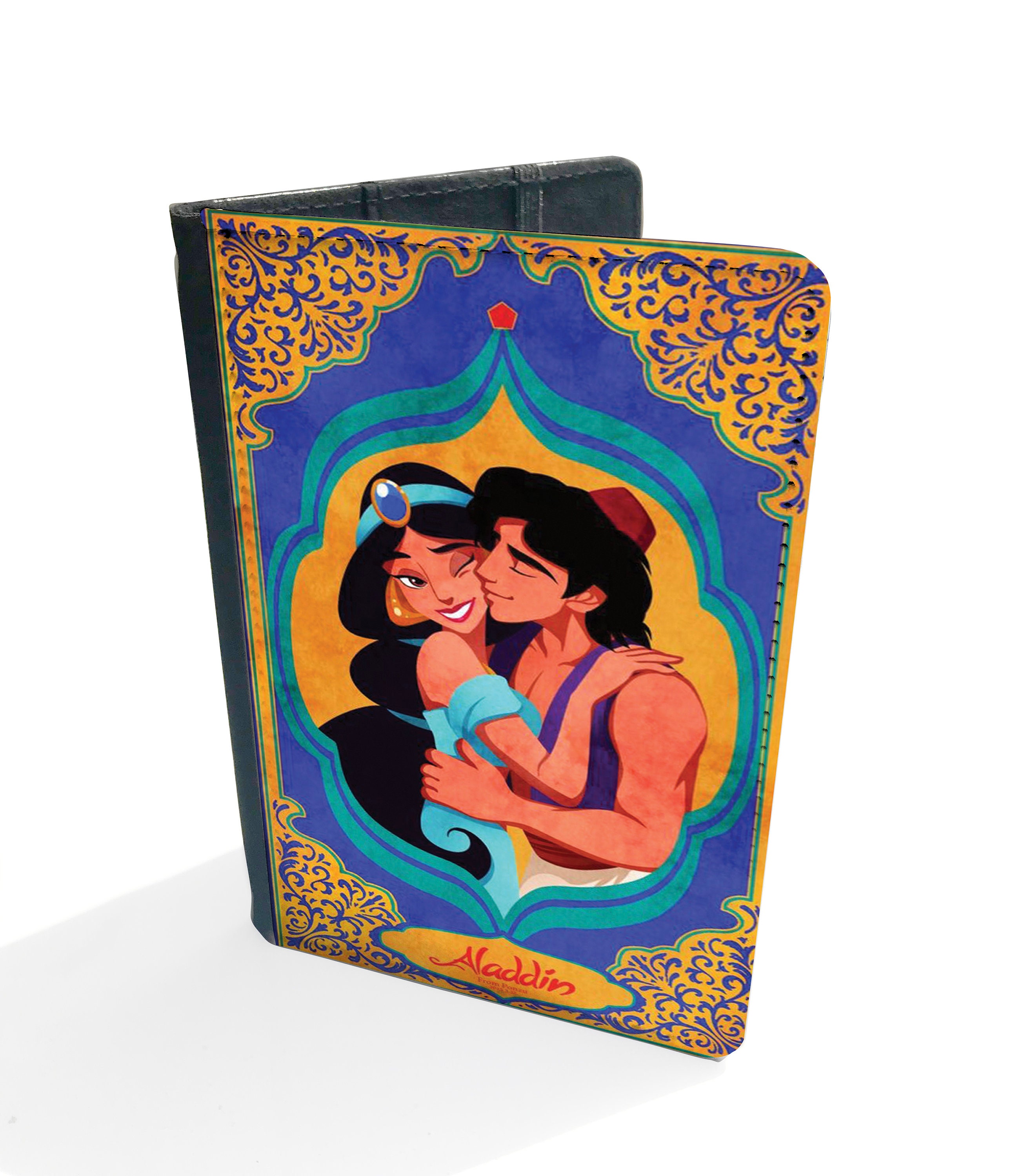 Personalised Faux Leather Passport Cover and Luggage Tag Disney Aladdin Princess Jasmine Genie Lamp Vintage Disneyland Friends Birthday Gift