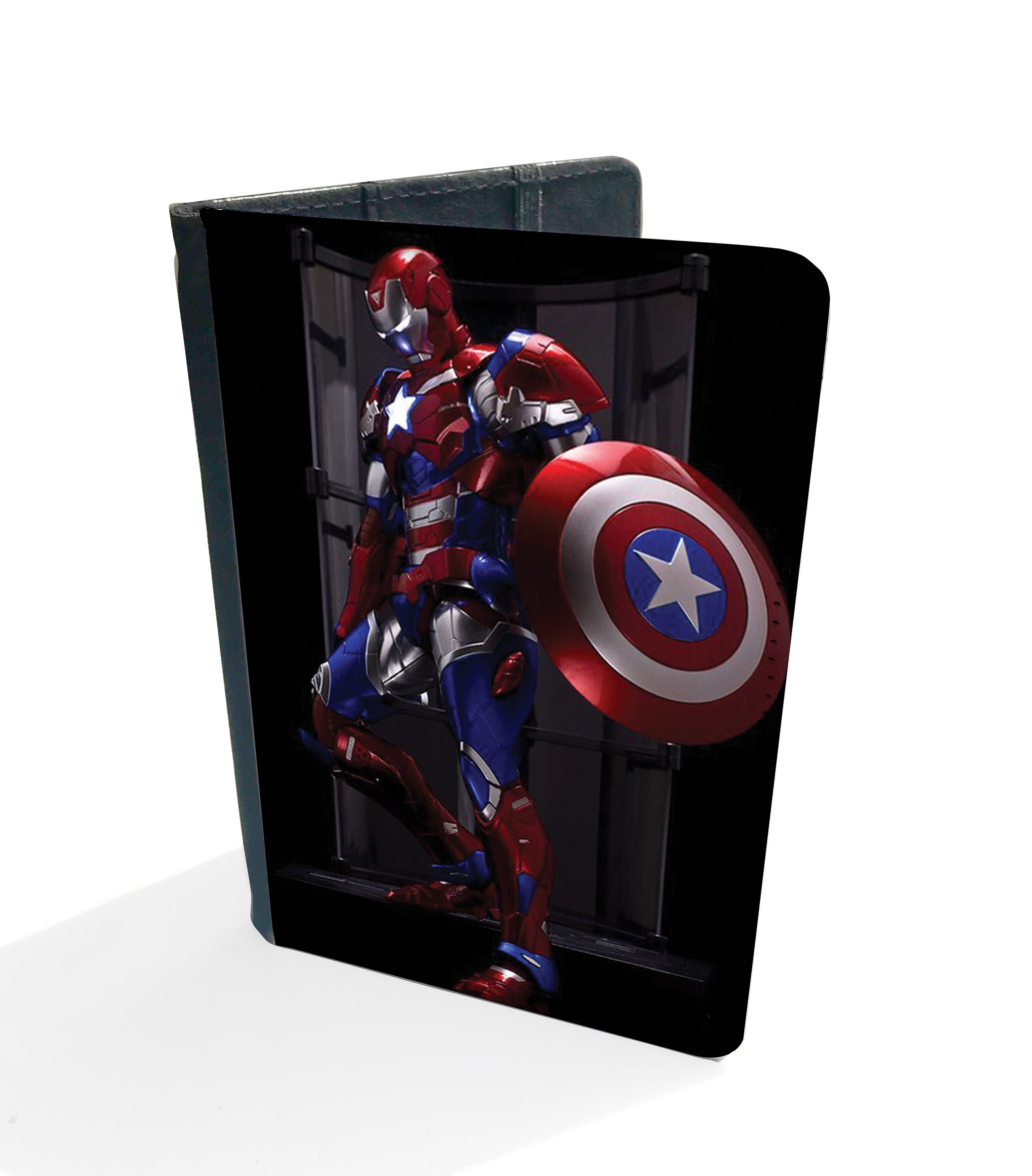 Personalised Faux Leather Passport Cover and Luggage Tag, Captain America Shield, Gift for Marvel Travel Lovers, Travel Accessory Gift Set
