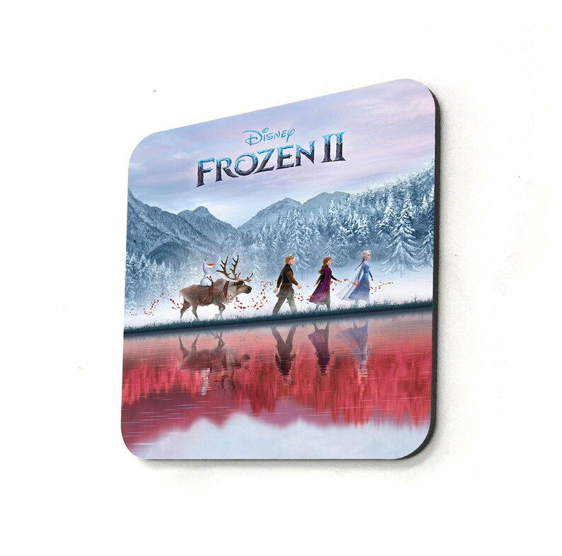 Disney Frozen Elsa Anna Snowman Sisters Disneyland Home D\u00e9cor Office Gift 9.5 x 9.5 cm Personalised High Gloss Drink Cup Coaster