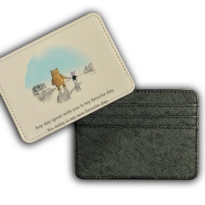 Porte-cartes en cuir élégant, Portefeuille fin pour cartes de crédit, Cadeau personnalisé élégant, Citation de Disney Winnie l'ourson, Mes jours préférés
