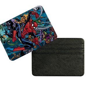 Eleganter Leder Kartenhalter, Schlanke Kreditkartenetui, Stilvolles Individuelles Geschenk, Marvel Super Spiderman