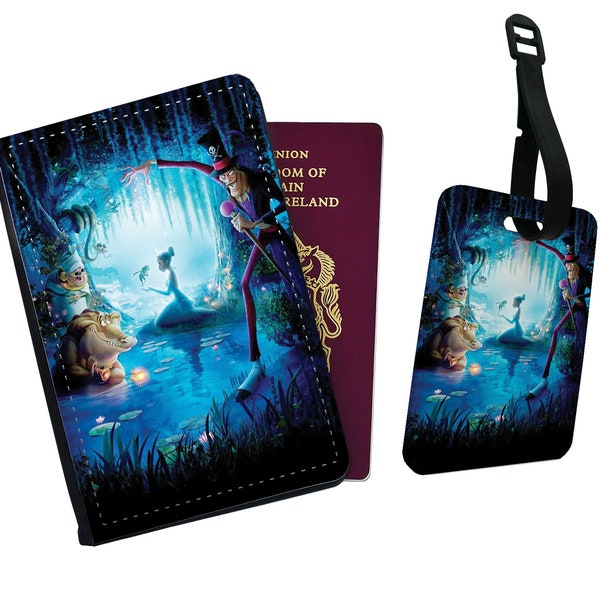 Personalised Faux Leather Passport Cover and Luggage Tag Disney The Princess and The Frog, The Frog Prince, Disneyland, Adventure, Gift