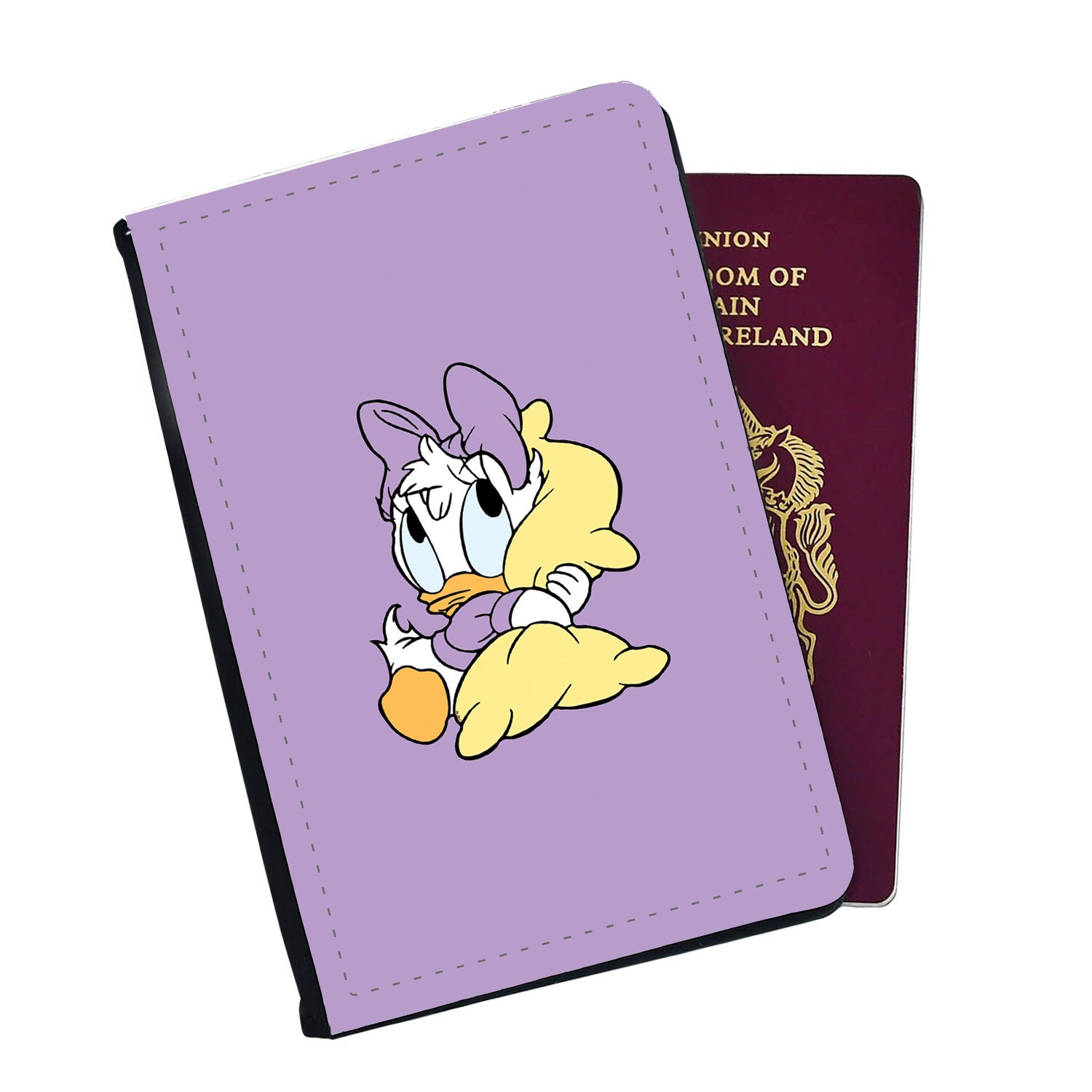 Personalised Passport Cover and Luggage Tag, Baby's First Holiday, Baby Donald Duck and Daisy, Travel Accessory Set, Custom Gift with Name
