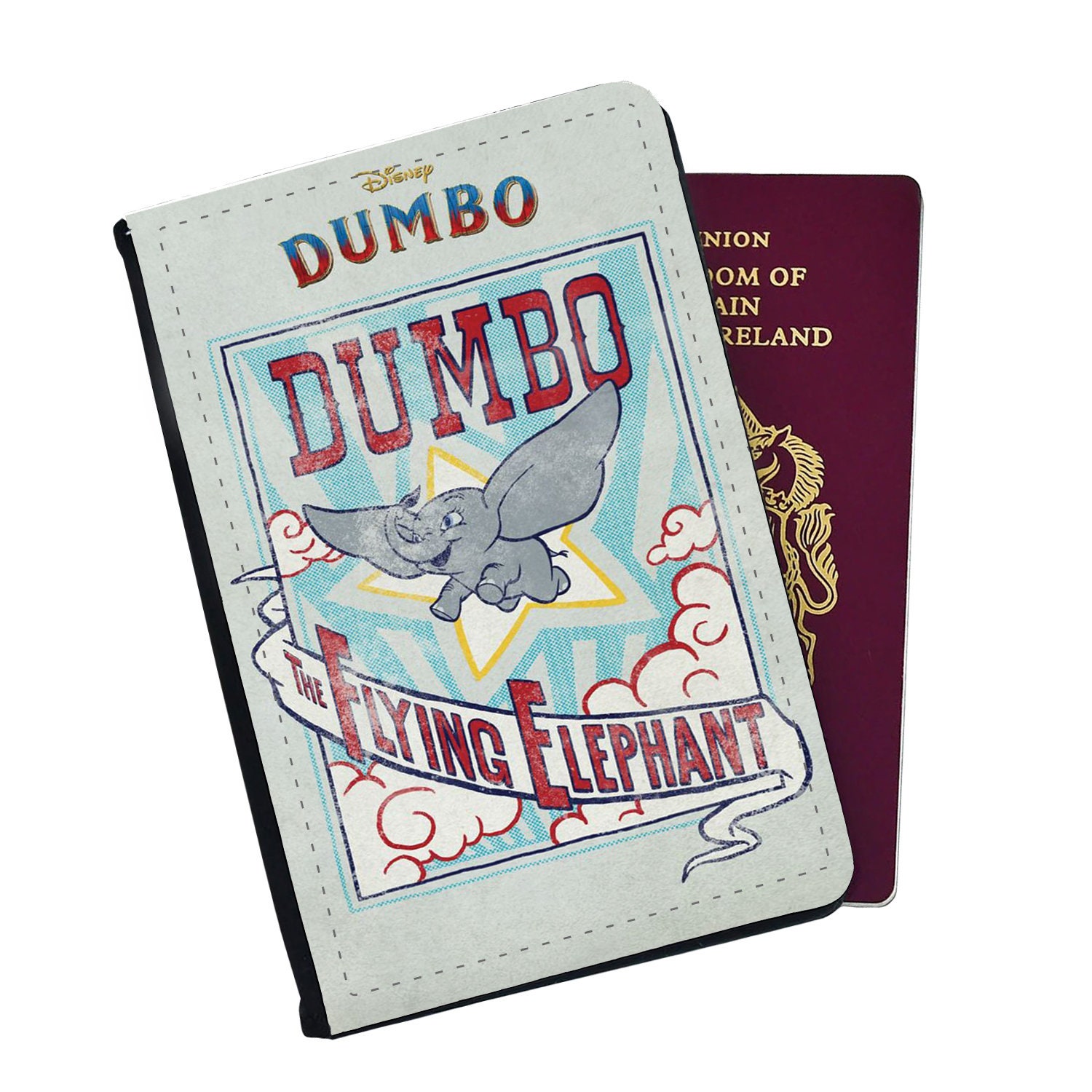 Personalised Faux Leather Passport Cover & Luggage Tag Travel Disney Dumbo Flying Elephant Circus Disneyland Graduation Birthday Custom Gift