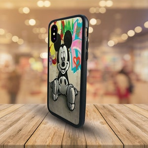 Custodia per telefono in gomma con chiusura a scatto personalizzata, elegante cover per telefono, accessorio per telefono, Topolino Disney, regalo personalizzato con nome