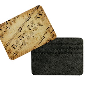 Elegante leren kaarthouder, slanke creditcardportemonnee, stijlvol gepersonaliseerd cadeau, voor muziekliefhebbers
