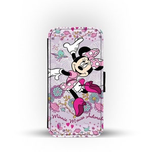Custodia per telefono con portafoglio e inserti per carte, custodia per telefono personalizzata, Disney Minnie Mouse - Aggiungi il tuo nome