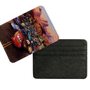 Tarjetero de piel elegante, billetera fina para tarjetas de crédito, regalo personalizado con estilo, Disney Cars