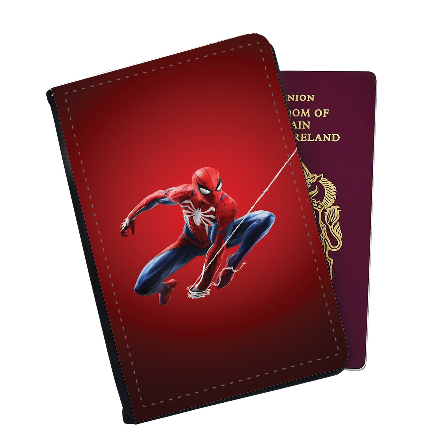 Personalised Faux Leather Passport Cover and Luggage Tags, Travel Accessory Set, Marvel Avengers Amazing Spiderman