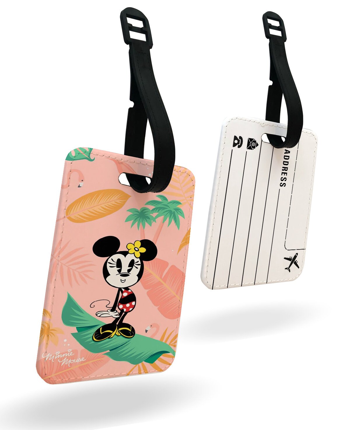 Personalised Faux Leather Passport Cover and Luggage Tag, Travel Accessory Set, Disney Minnie Mouse, Beach Holiday, Gift for her