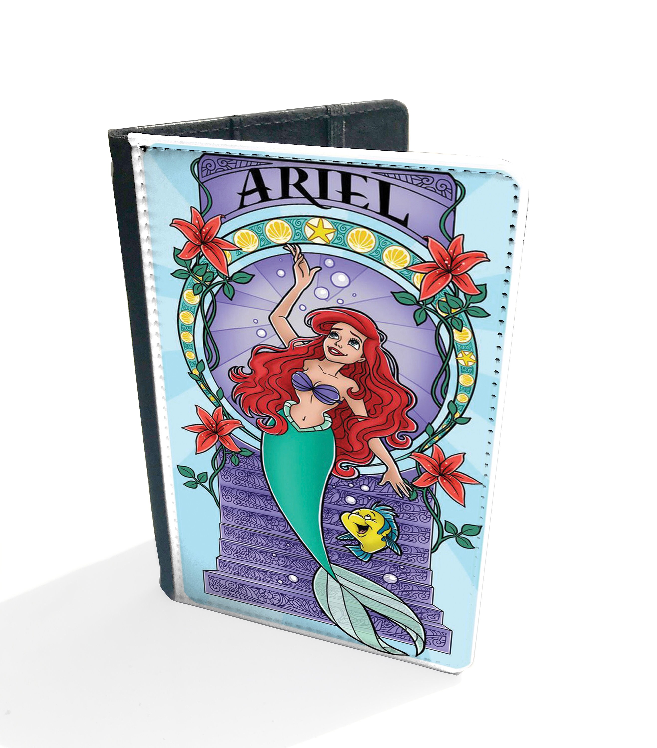 Personalised Faux Leather Passport Cover & Luggage Tag Disney The Little Mermaid Princess Ariel Travel Ocean Ursula Prince Eric King Triton