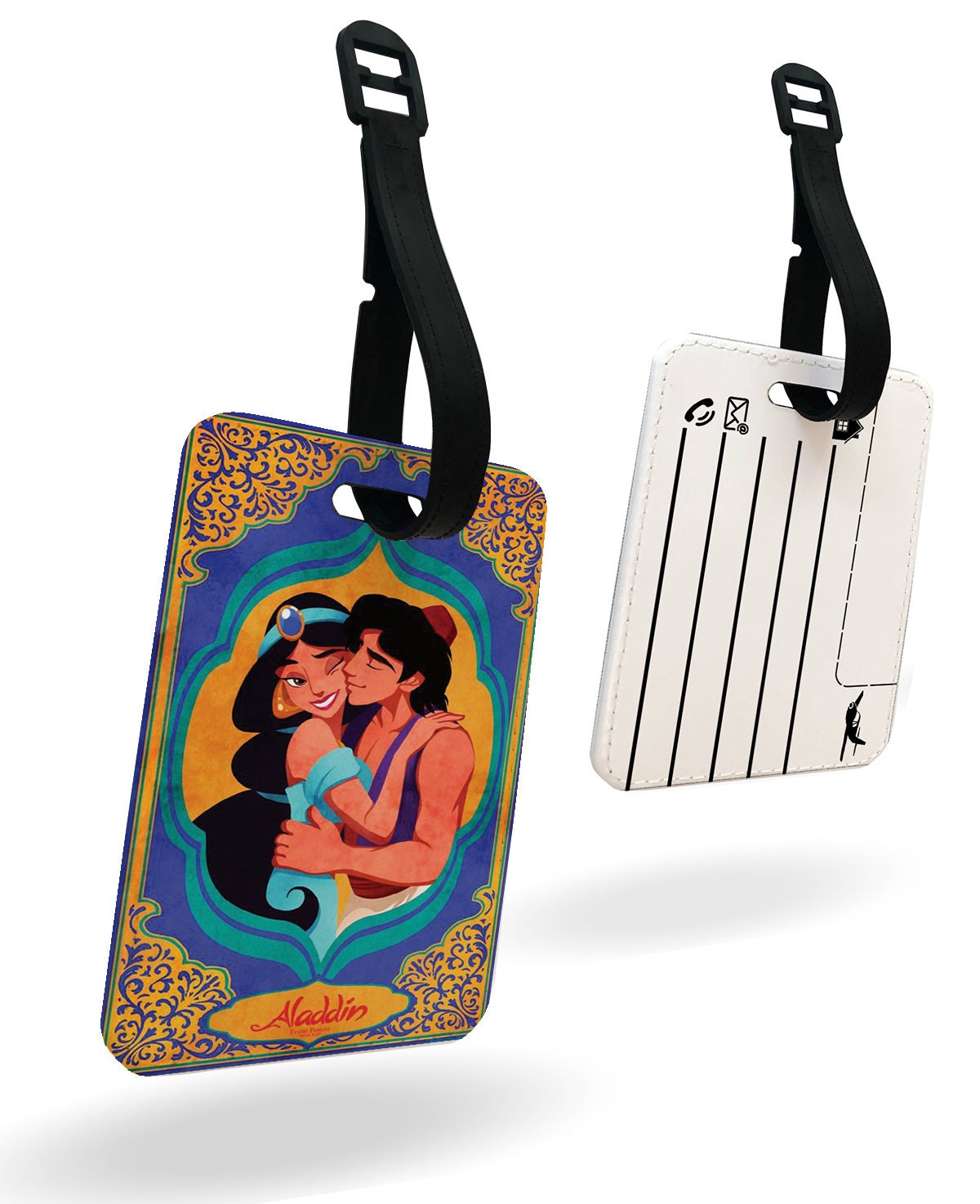 Personalised Faux Leather Passport Cover and Luggage Tag Disney Aladdin Princess Jasmine Genie Lamp Vintage Disneyland Friends Birthday Gift