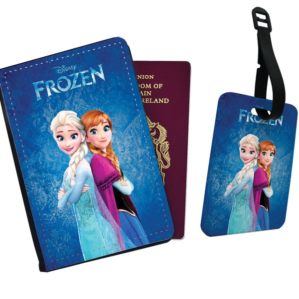 Personalised Faux Leather Passport Cover & Luggage Tag Disney Frozen Olaf Snow Cosplay Elsa Travel Lovers Vintage Disneyland Birthday Gift