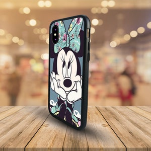 Custodia per telefono in gomma con chiusura a scatto personalizzata, elegante cover per telefono, accessorio per telefono, Minnie Mouse Disney, regalo personalizzato con nome