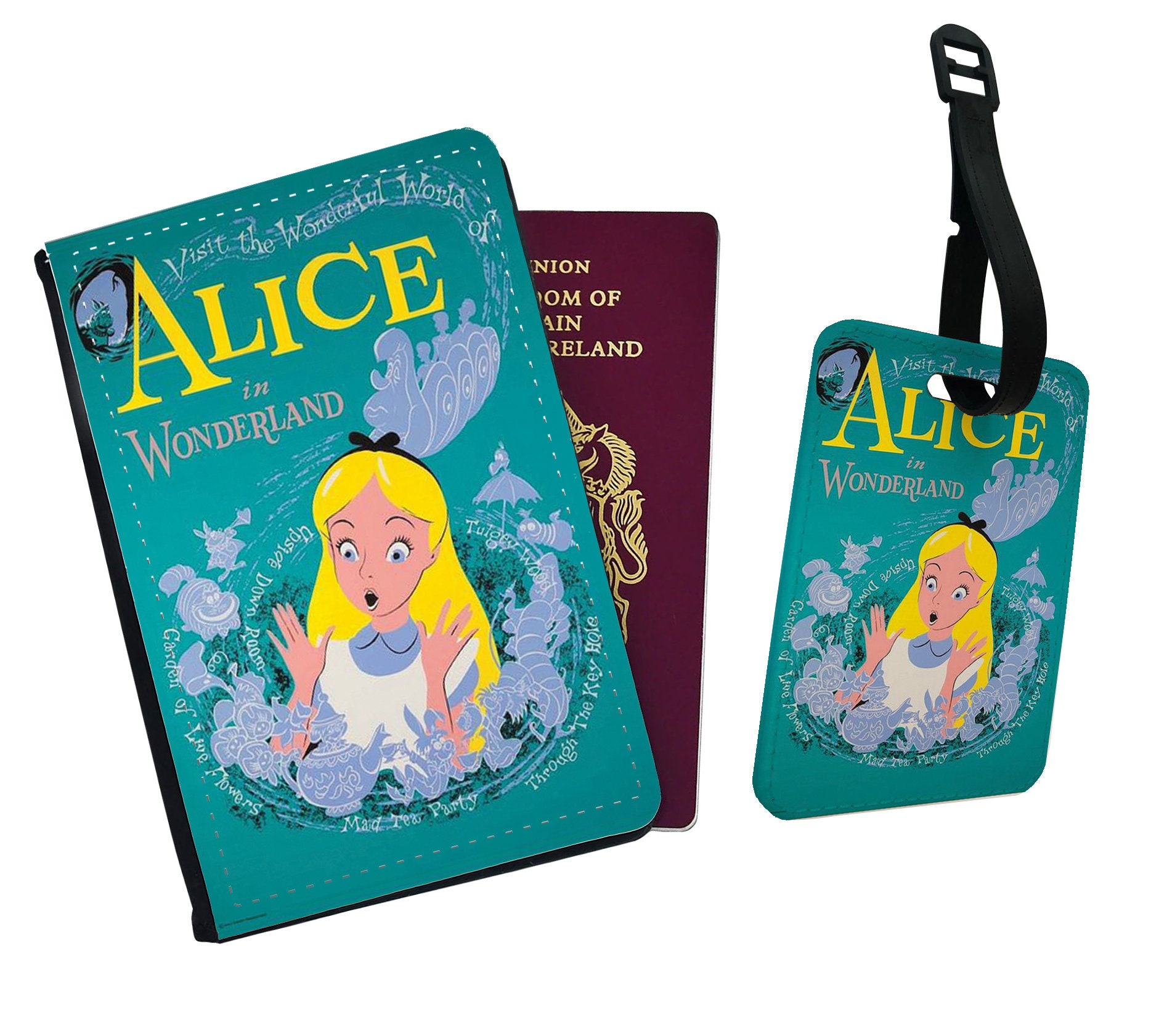 Disney Typo Alice In Wonderland Luggage Tag And Passport, 47 OFF