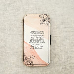Funda para teléfono tipo billetera con tarjetero, funda personalizada con versículos bíblicos, funda con versículos bíblicos, Proverbios
