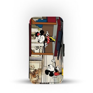 Custodia per telefono con portafoglio e inserti per carte, custodia per telefono personalizzata, Disney Minnie e Topolino innamorati