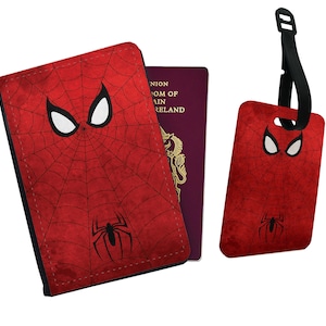 Gepersonaliseerde paspoorthoes, aangepast bagagelabel, Marvel Spiderman, First Marvel Passport, kinderpaspoorthouder