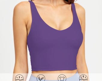 Sujetador deportivo morado fresco, ropa deportiva cómoda, ropa de yoga, sujetador de fitness, equipo de entrenamiento, regalo para ella