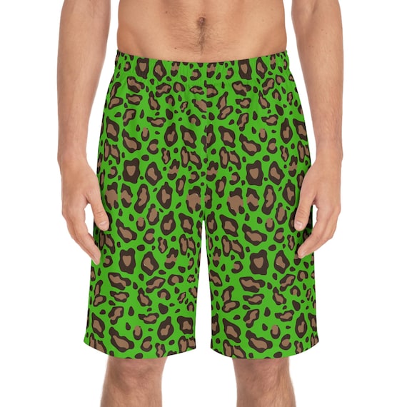 ★限定出品★ TENDERLOIN BDP PIQUE SHORTS 深緑 L Men's Leopard Print Board Shorts Frog Green Swim Trunks Quick Dry