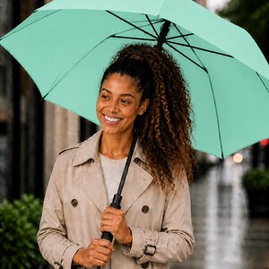 Foldable Umbrella - Solid Jelly Mint Green Waterproof Travel Umbrella for Commute & Gift