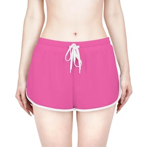 Pop Pink Women Relaxed Shorts Summer Vibes, Beachwear, Casual Outfits, Vacation Shorts, Festival Gear
