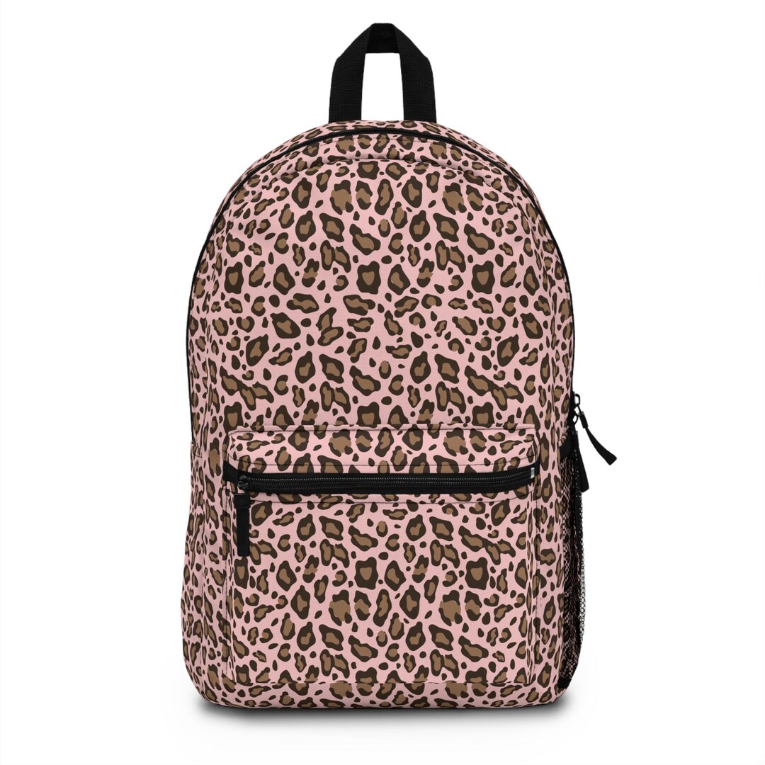 Leopard Print Backpack in Tea Rose Trendy School Bag Stylish Pink ...