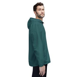 Solid Transformative Teal Green Windbreaker Jacket - Lightweight Water & Wind Resistant Outdoor Coat, Casual Streetwear image 6