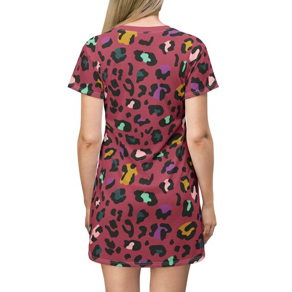red animal print shirt dress Feline Flirty Burgundy Animal Print Shirt Dress