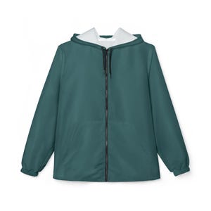Solid Transformative Teal Green Windbreaker Jacket - Lightweight Water & Wind Resistant Outdoor Coat, Casual Streetwear image 11