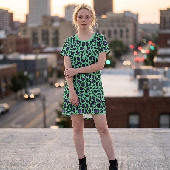 green leopard shirt dress CC Escape Black