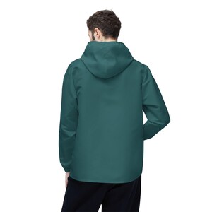 Solid Transformative Teal Green Windbreaker Jacket - Lightweight Water & Wind Resistant Outdoor Coat, Casual Streetwear image 3