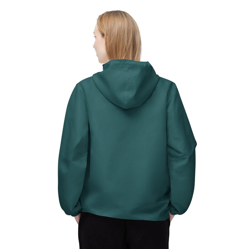 Solid Transformative Teal Green Windbreaker Jacket - Lightweight Water & Wind Resistant Outdoor Coat, Casual Streetwear image 8