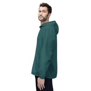 Solid Transformative Teal Green Windbreaker Jacket - Lightweight Water & Wind Resistant Outdoor Coat, Casual Streetwear image 5