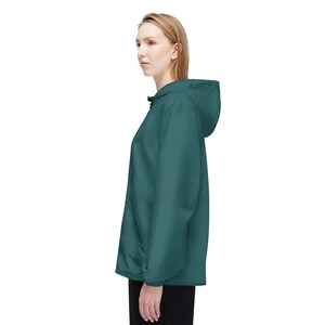 Solid Transformative Teal Green Windbreaker Jacket - Lightweight Water & Wind Resistant Outdoor Coat, Casual Streetwear image 9