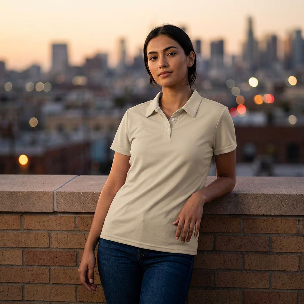 Solid Champagne Beige Unisex Polo Shirt - Lightweight Casual