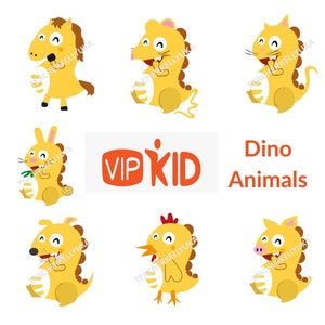 VIPKID Set of Dino Animal Props and Rewards (Chicken, Dog, Cat, Mouse, Horse, Rabbit, Pig)