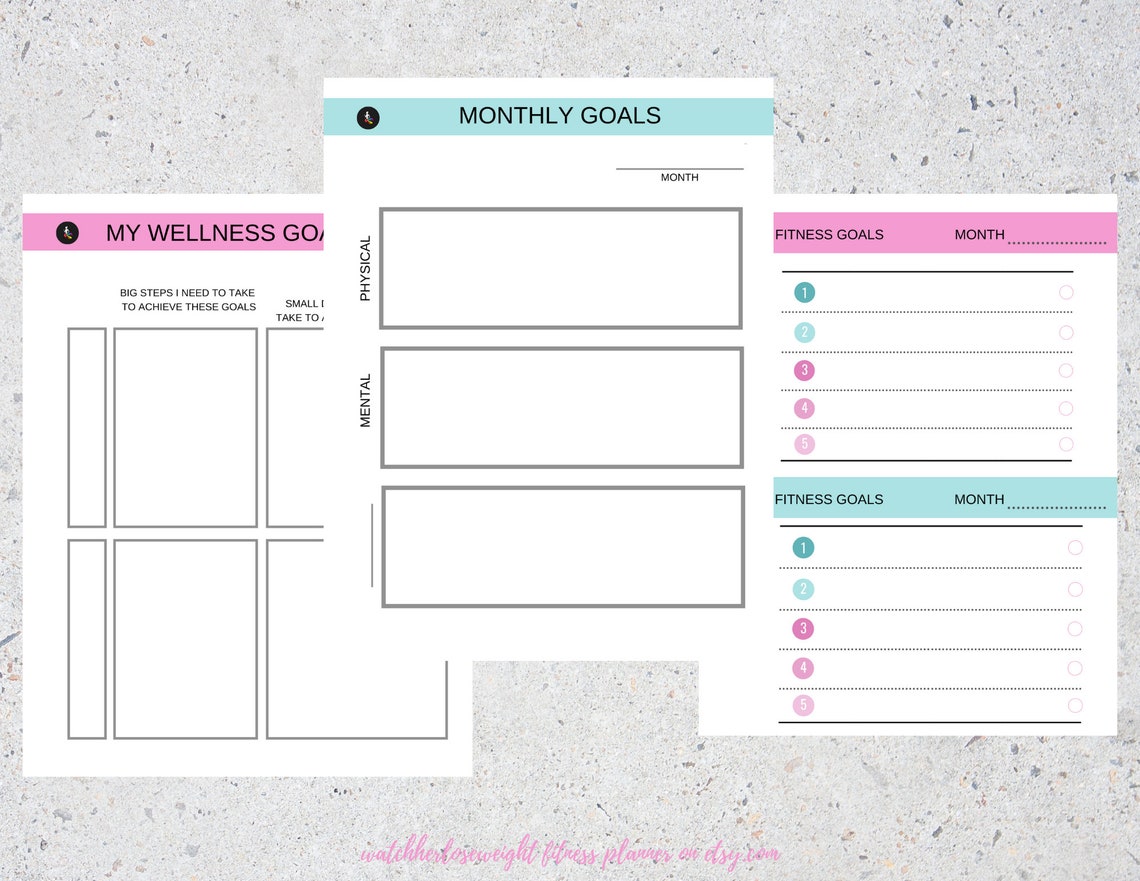 Fitness Health and Wellness Planner Printable Bundle with Etsy