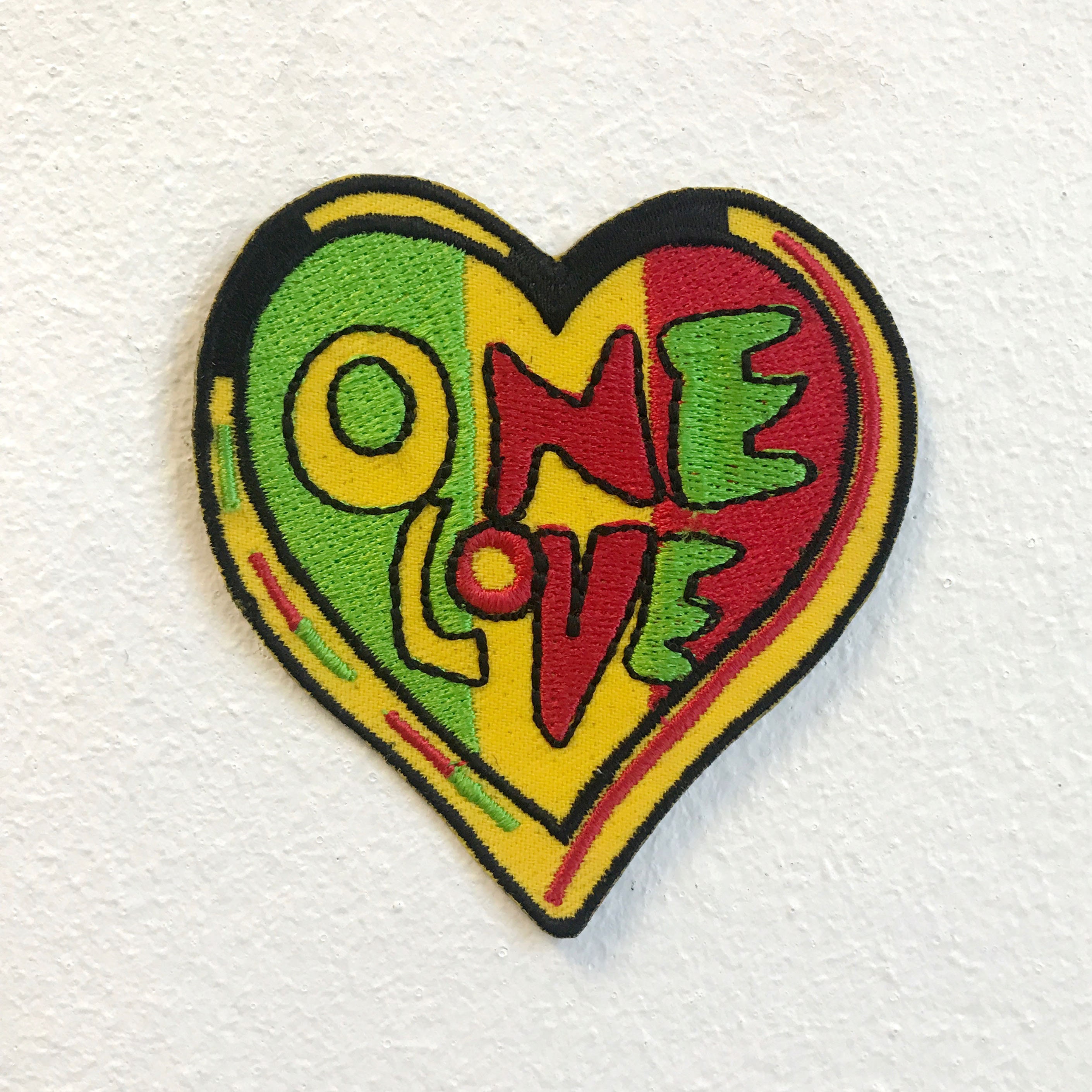 Eine Liebe bunte Rasta Reggae Herz Eisen auf Nähen auf Hand Etsy