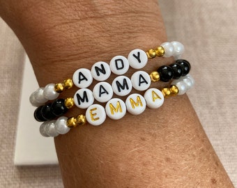 Personalized Name Bracelet: Letter Bead, Custom Word