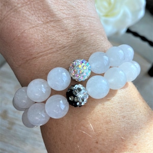 White Jade Bracelet, Healing Gemstone Bracelet, Jade Bracelet, Mother&#39;s day, Luck Bracelet, Gift for Women, Jade bracelet, Healing Jade gift