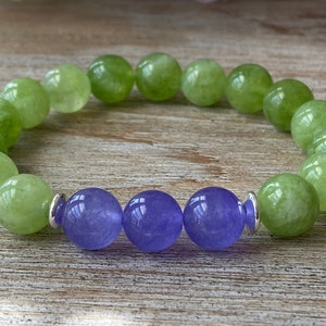 Peridot & Purple Quartz Beaded Bracelet - August Birthstone