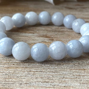 Natürliches blaues Aquamarin-Armband, Aquamarin-Stein-Kristallarmband, Healing Yoga Stretch Armband, März Birthstone, Herren- / Damen-Armband