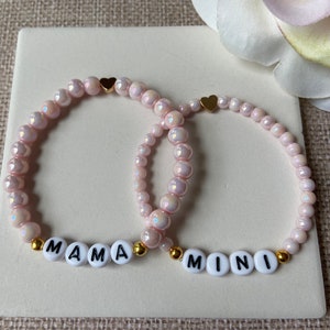 Mama und Mini Armband Set: Personalisierte Perlen Passende Armbänder