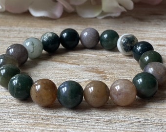 Handgemachtes Armband aus Indischem Achat: Edelstein Kristall Perlenschmuck