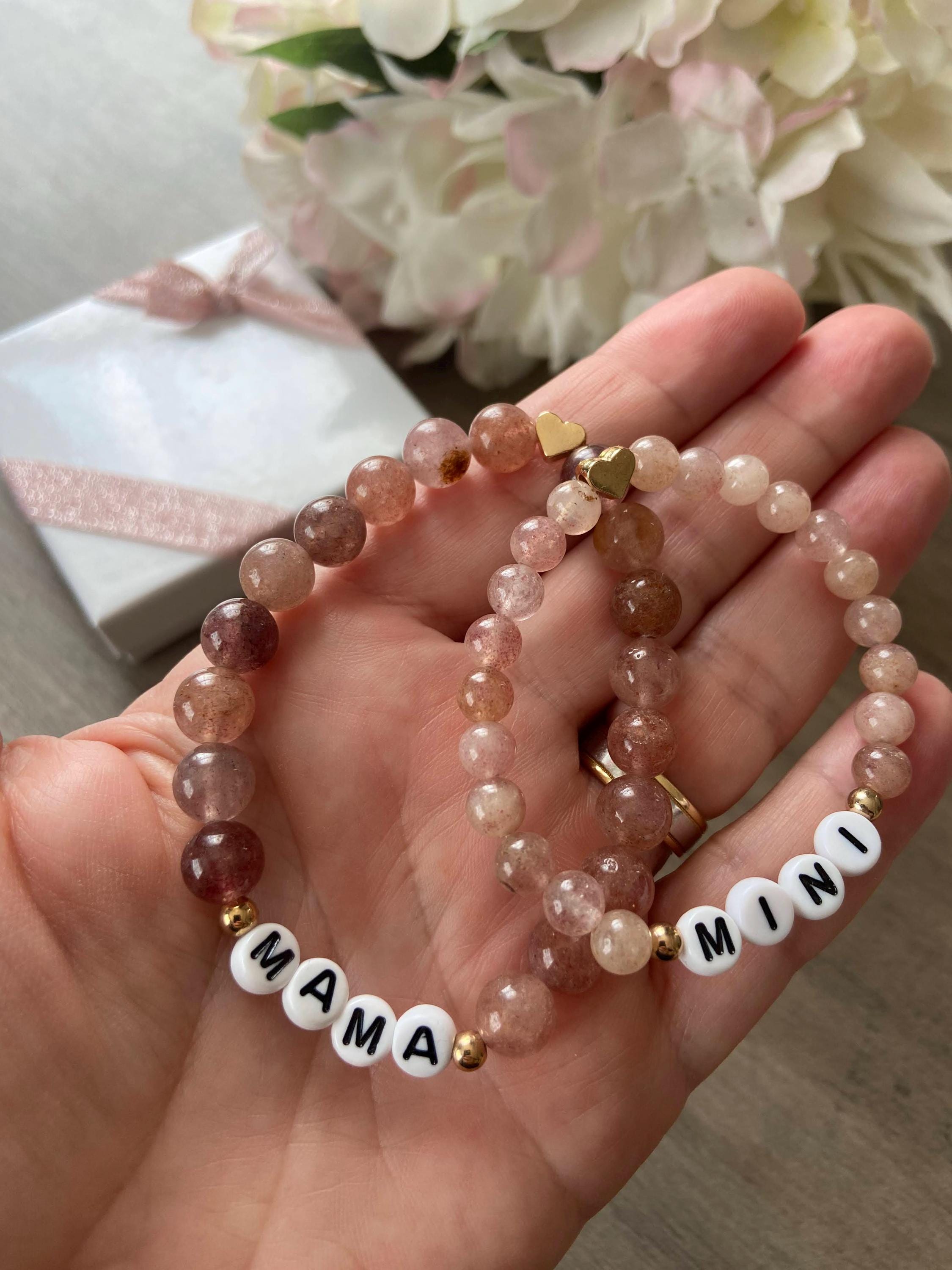 Regalo Mamma E Figlia: Set Di 2 Braccialetti Coordinati A Cuore Con Perline In Argilla, Regolabili (Mamma E Me)