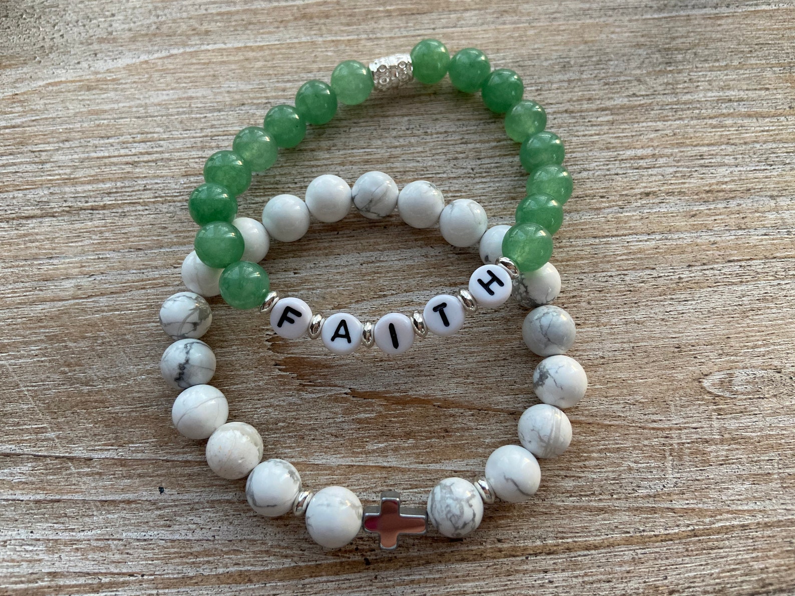 Faith Beaded Bracelet Personalized Word Bracelet Cross Etsy