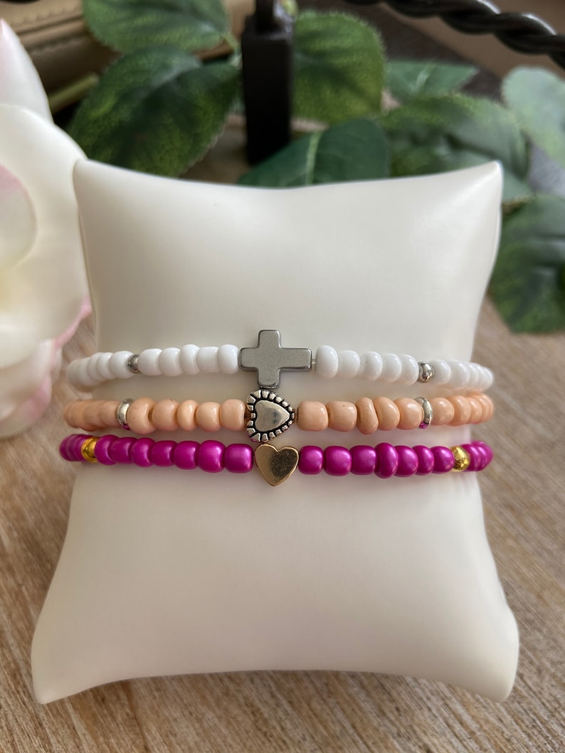 Dainty Custom bracelet Womens Stacking Bracelet Custom Personalized Gift Heart Charm Stacking Bracelet Heart charm stacking bracelet
