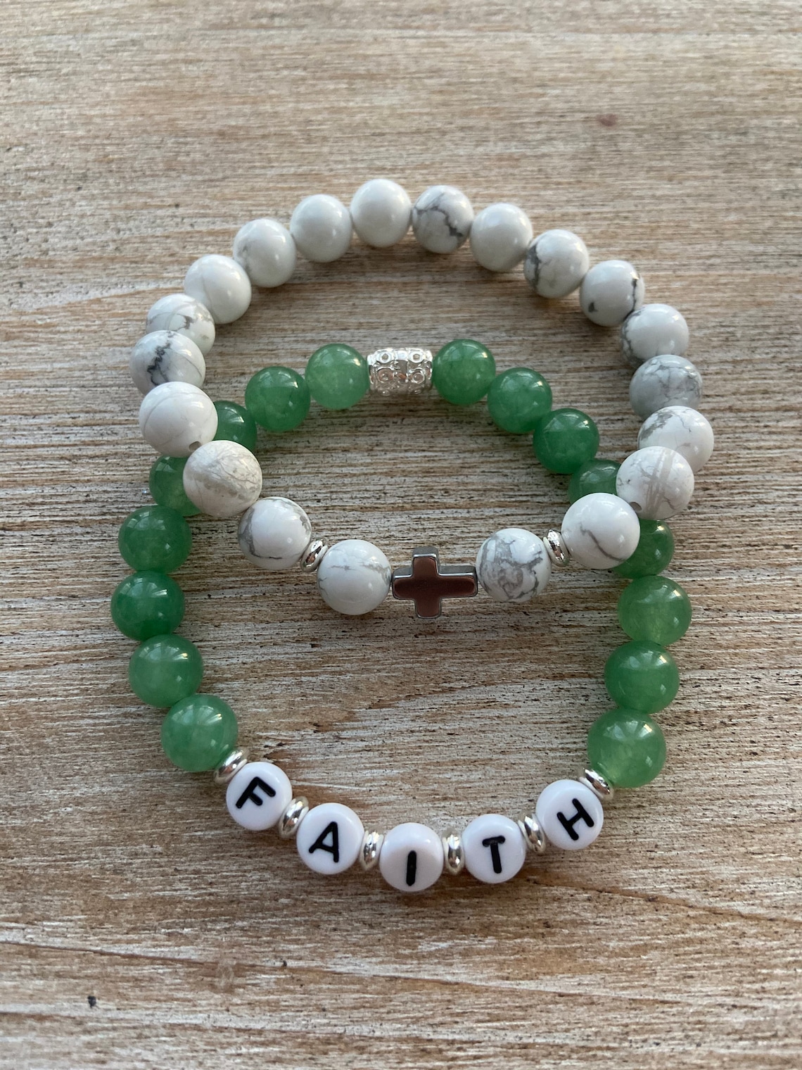 Faith Beaded Bracelet Personalized Word Bracelet Cross Etsy